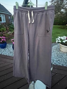 Purple Black Dog Fleece Pants, M